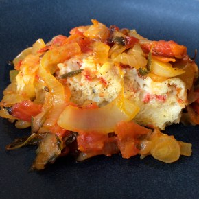 Tahoe Cheddar Souffle with Caramelized Tomato and Onion&nbsp;Compote